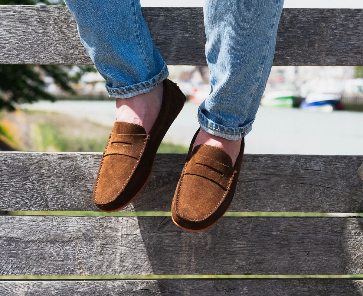 Mocassin gris homme best sale